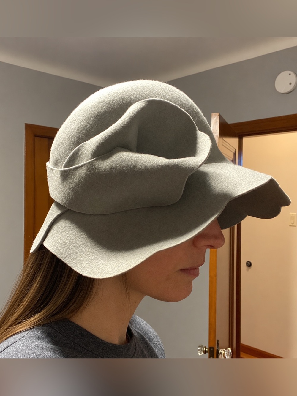 Vintage J. Peterman wool cloche asymmetrical hat